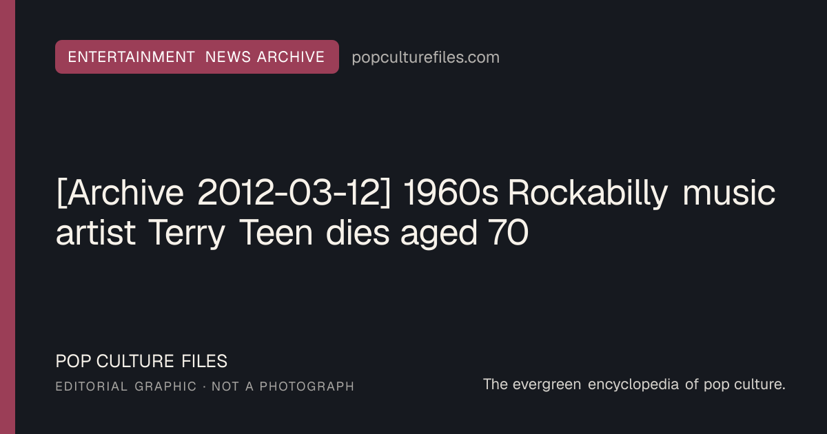 Editorial graphic for: [Archive 2012-03-12] 1960s Rockabilly music artist Terry Teen dies aged 70