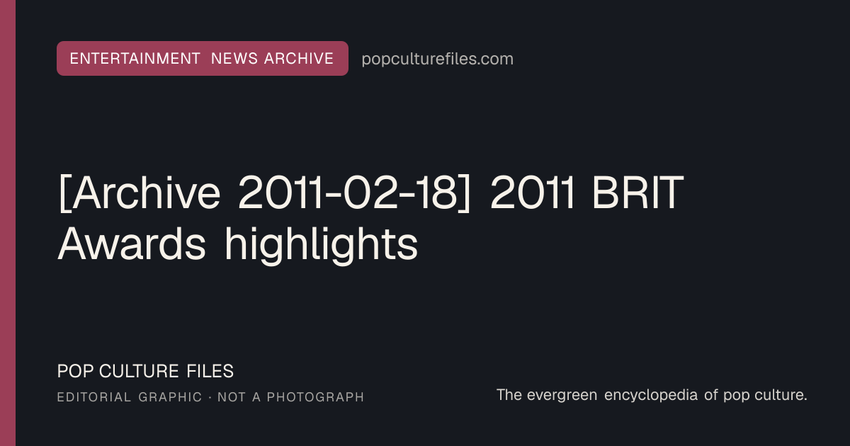 Editorial graphic for: [Archive 2011-02-18] 2011 BRIT Awards highlights