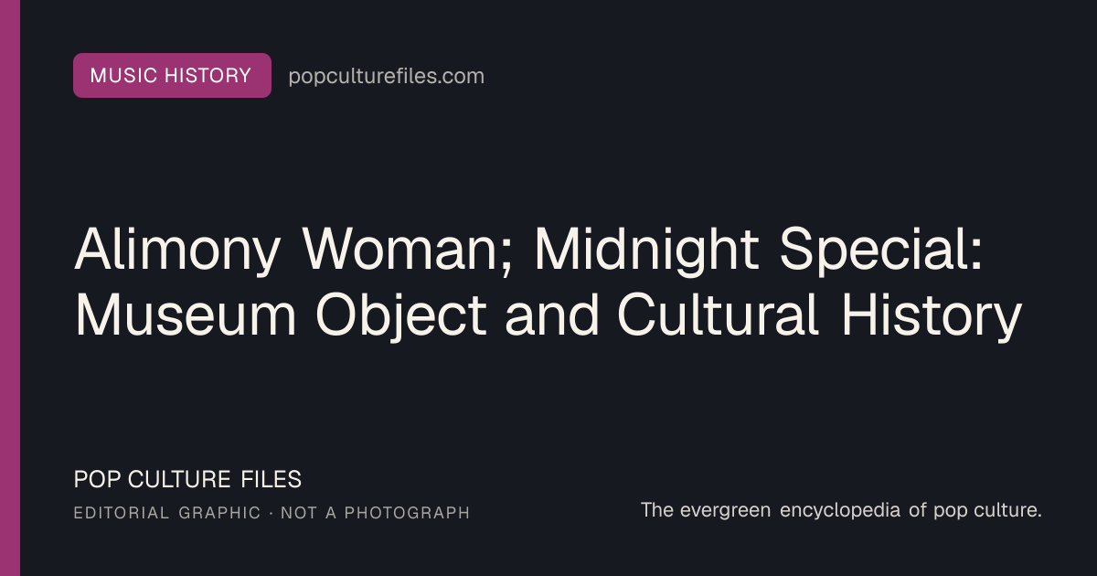 Editorial graphic for: Alimony Woman; Midnight Special: Museum Object and Cultural History