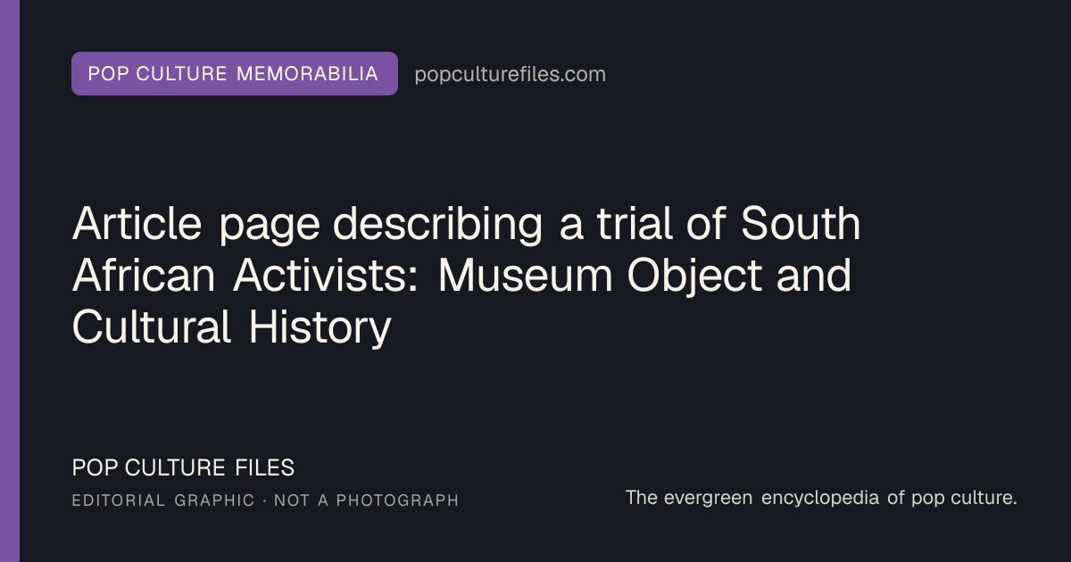 Editorial graphic for: Article page describing a trial of South African Activists: Museum Object and Cultural History