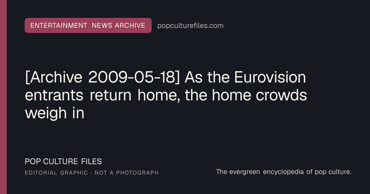 Editorial graphic for: [Archive 2009-05-18] As the Eurovision entrants return home, the home crowds weigh in