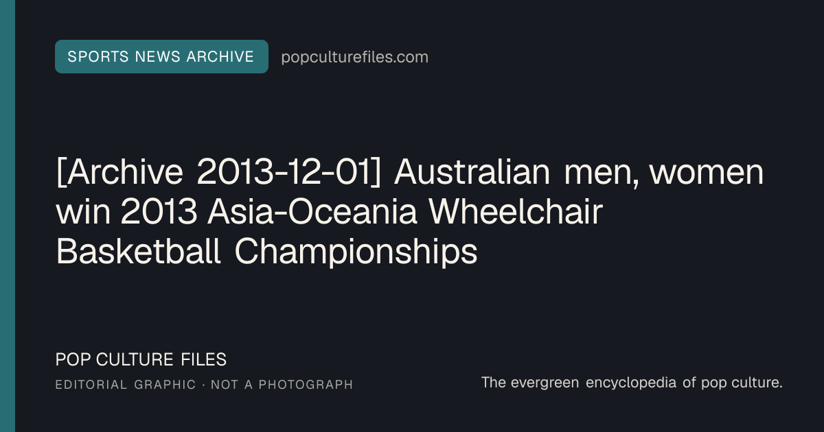 Editorial graphic for: [Archive 2013-12-01] Australian men, women win 2013 Asia-Oceania Wheelchair Basketball Championships