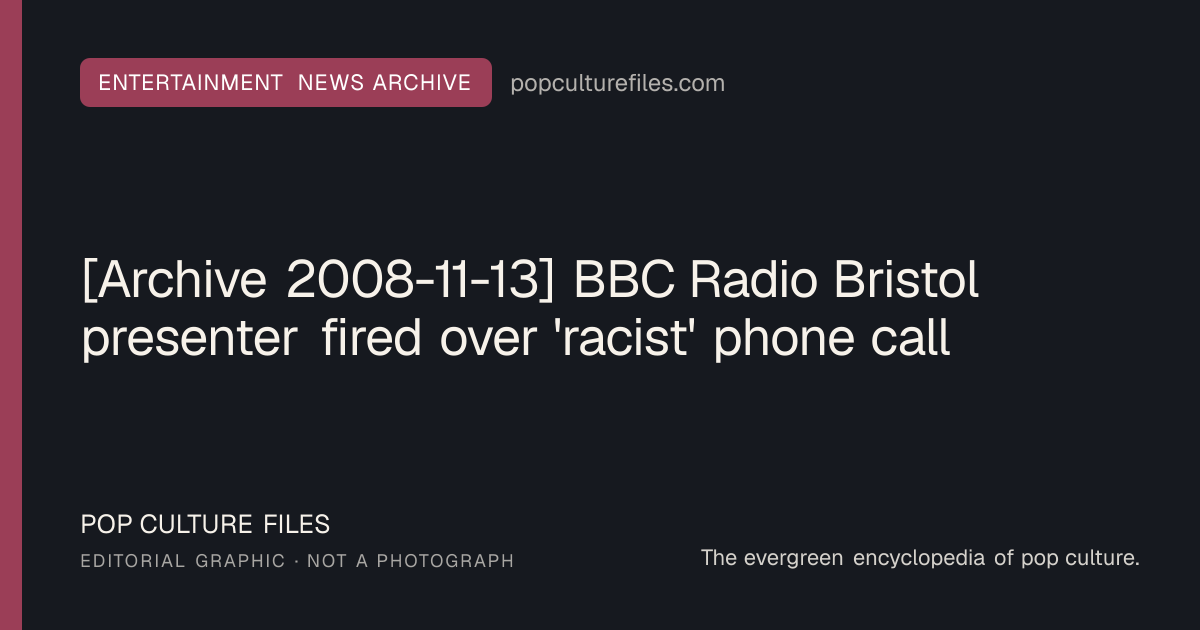 Editorial graphic for: [Archive 2008-11-13] BBC Radio Bristol presenter fired over 'racist' phone call