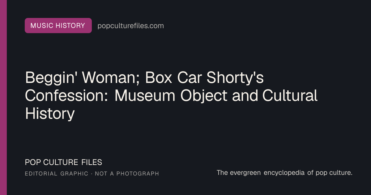 Editorial graphic for: Beggin' Woman; Box Car Shorty's Confession: Museum Object and Cultural History