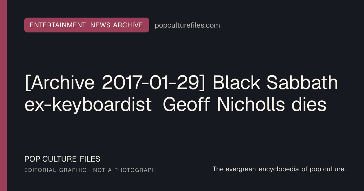 Editorial graphic for: [Archive 2017-01-29] Black Sabbath ex-keyboardist Geoff Nicholls dies