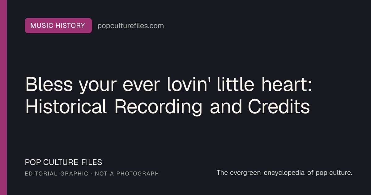 Editorial graphic for: Bless your ever lovin' little heart: Historical Recording and Credits