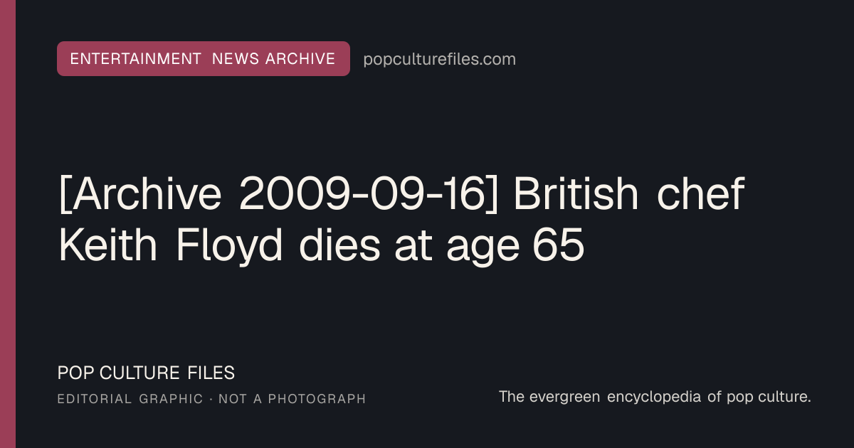 Editorial graphic for: [Archive 2009-09-16] British chef Keith Floyd dies at age 65