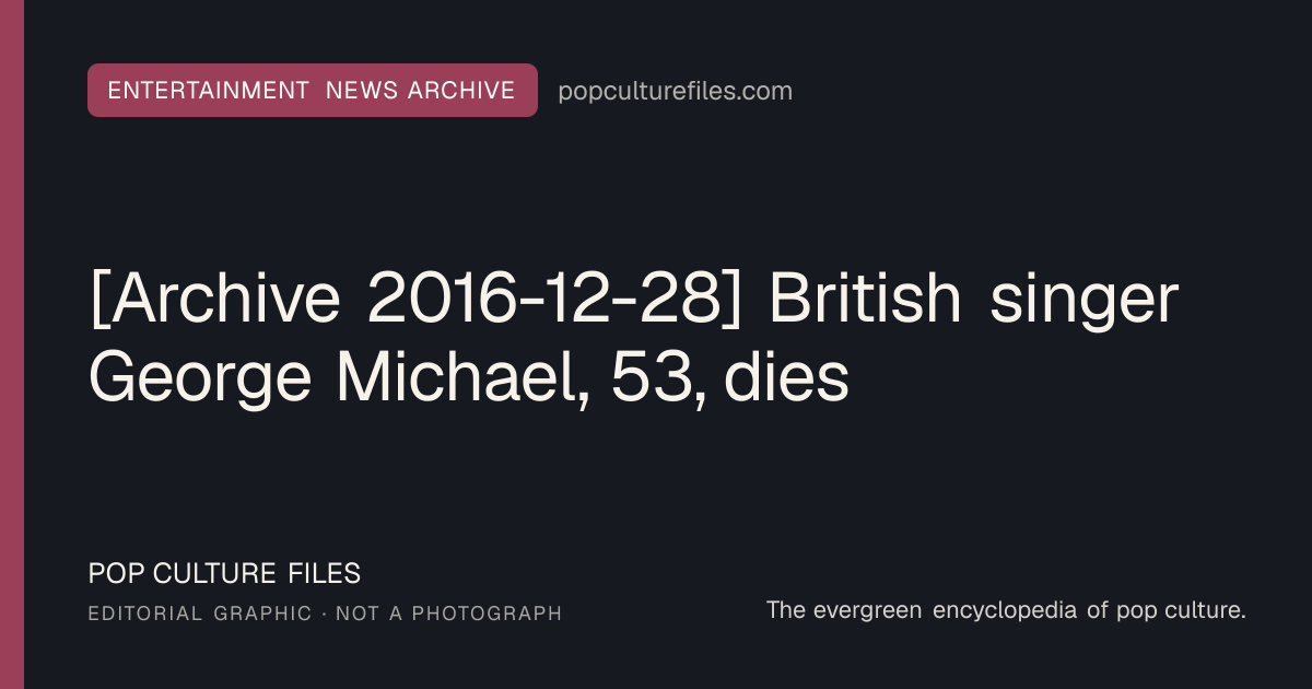 Editorial graphic for: [Archive 2016-12-28] British singer George Michael, 53, dies
