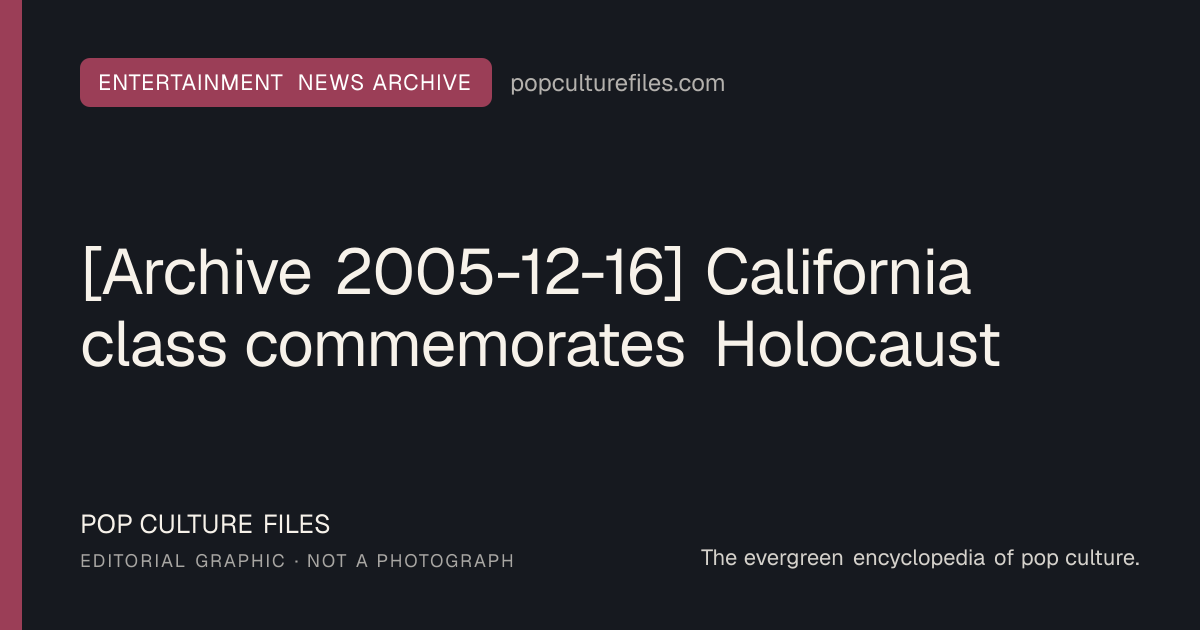 Editorial graphic for: [Archive 2005-12-16] California class commemorates Holocaust
