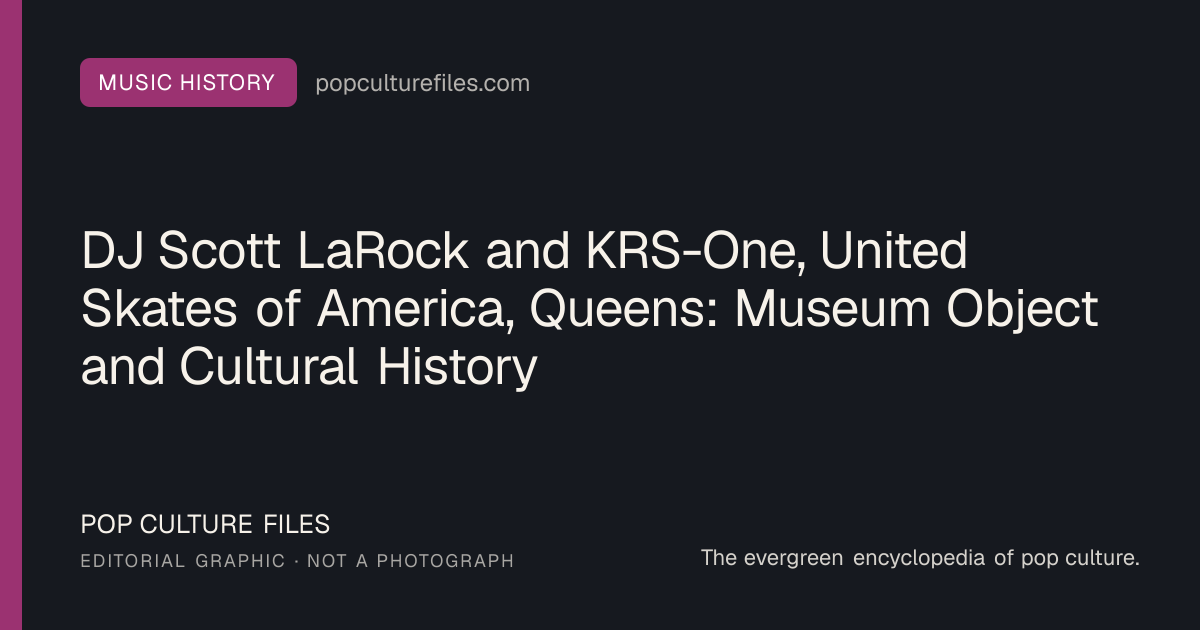 Editorial graphic for: DJ Scott LaRock and KRS-One, United Skates of America, Queens: Museum Object and Cultural History