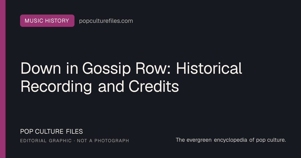Editorial graphic for: Down in Gossip Row: Historical Recording and Credits