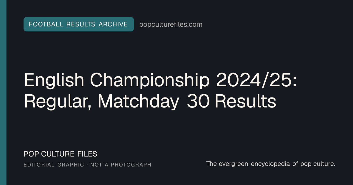 Editorial graphic for: English Championship 2024/25: Regular, Matchday 30 Results