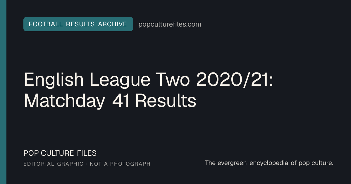 Editorial graphic for: English League Two 2020/21: Matchday 41 Results