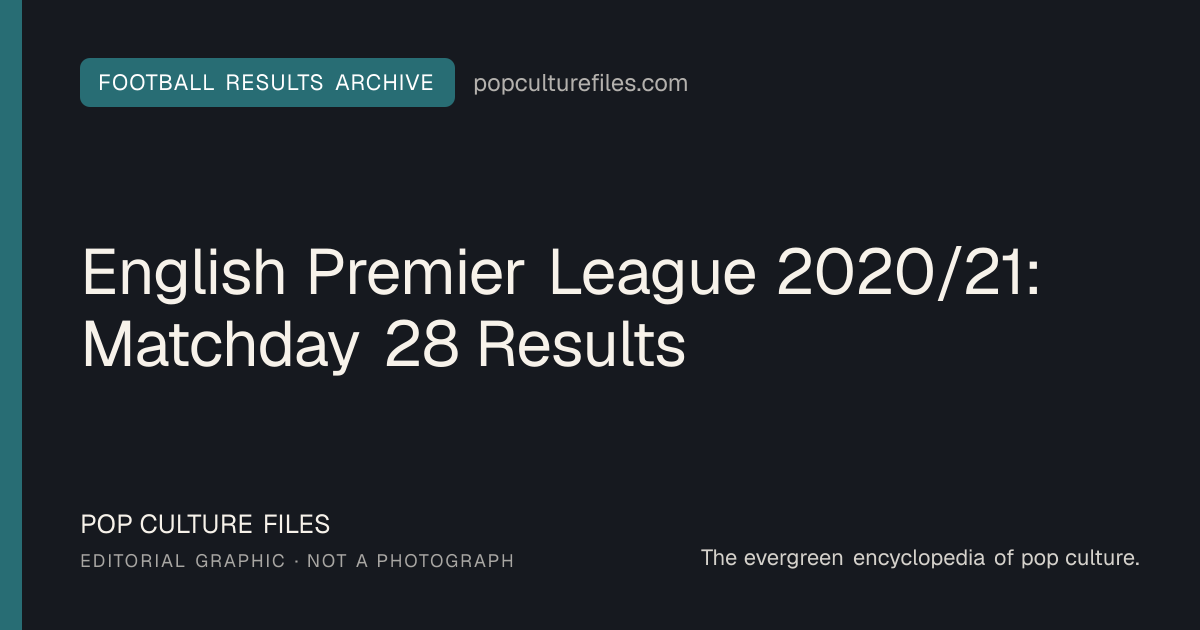 Editorial graphic for: English Premier League 2020/21: Matchday 28 Results