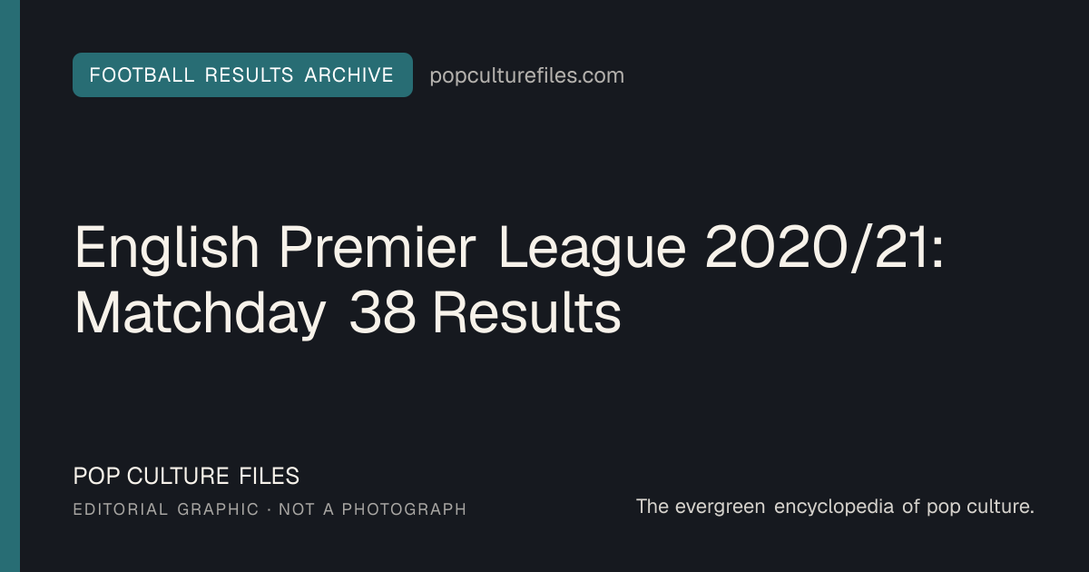 Editorial graphic for: English Premier League 2020/21: Matchday 38 Results