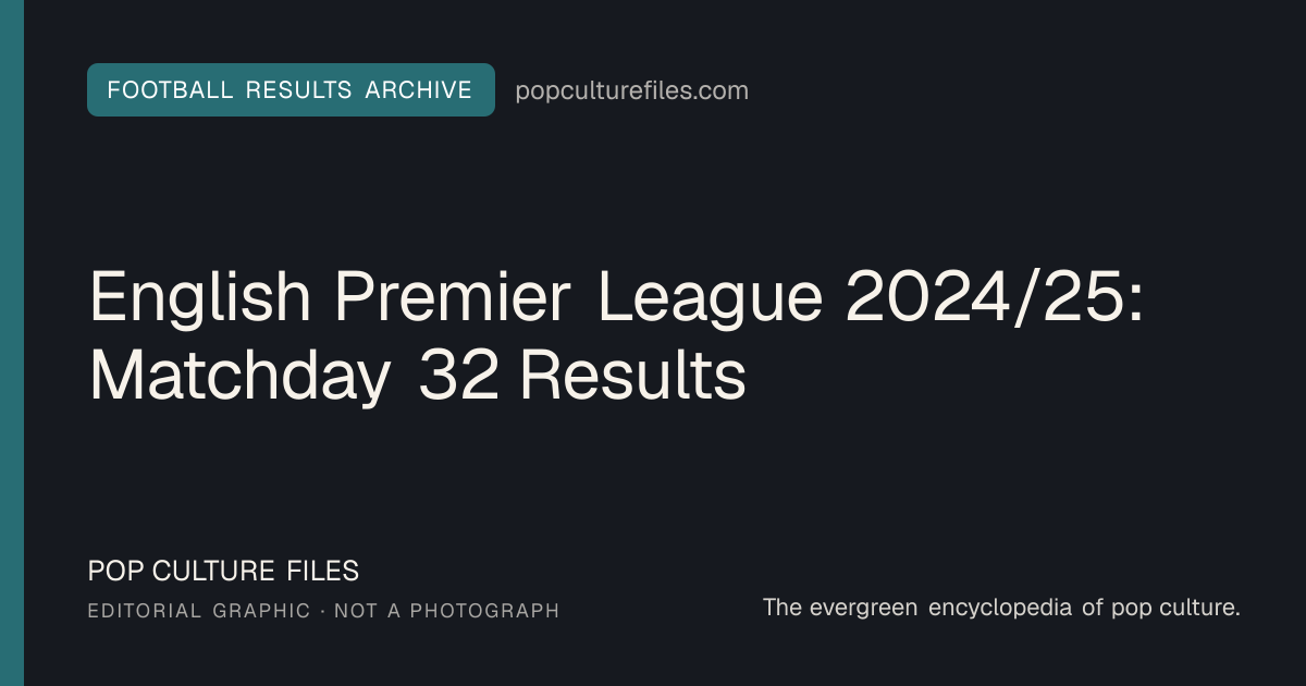 Editorial graphic for: English Premier League 2024/25: Matchday 32 Results