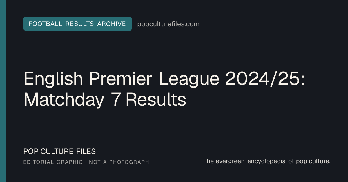 Editorial graphic for: English Premier League 2024/25: Matchday 7 Results