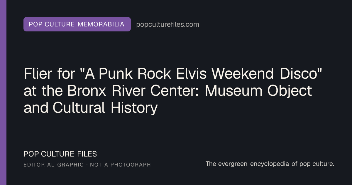 Editorial graphic for: Flier for "A Punk Rock Elvis Weekend Disco" at the Bronx River Center: Museum Object and Cultural History