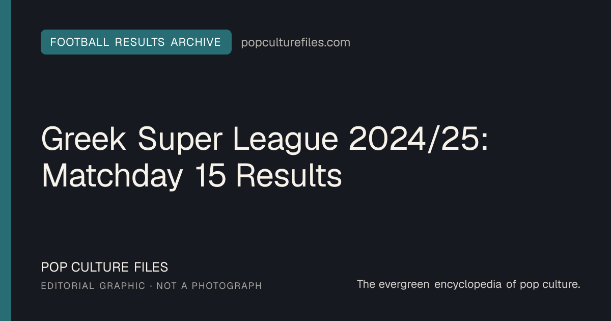 Editorial graphic for: Greek Super League 2024/25: Matchday 15 Results