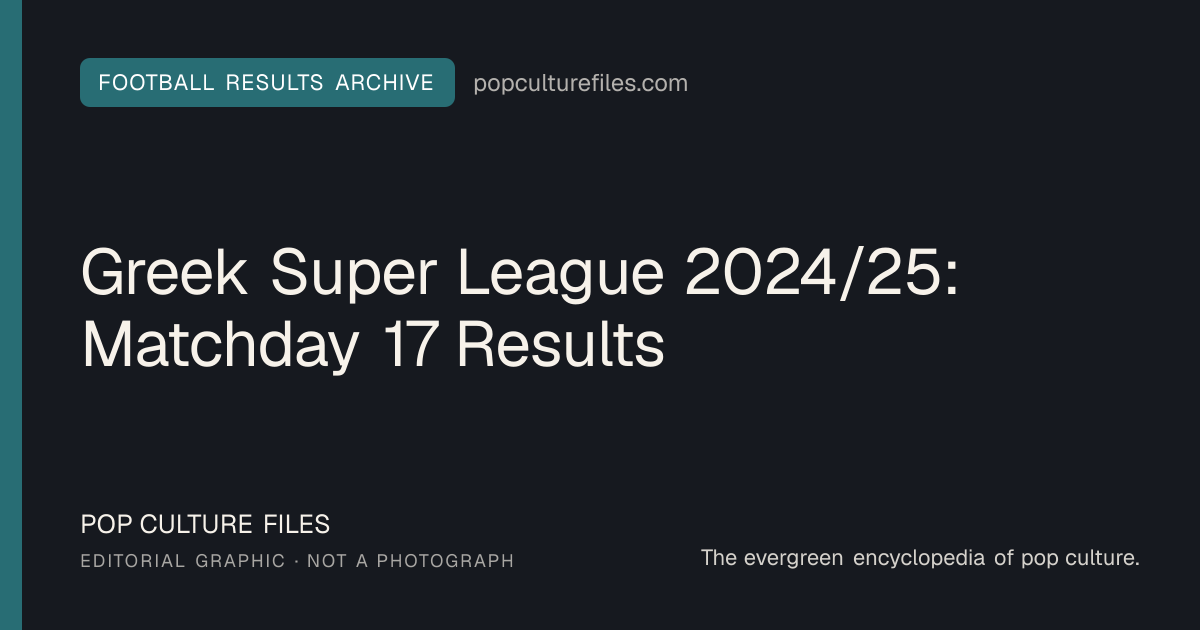 Editorial graphic for: Greek Super League 2024/25: Matchday 17 Results