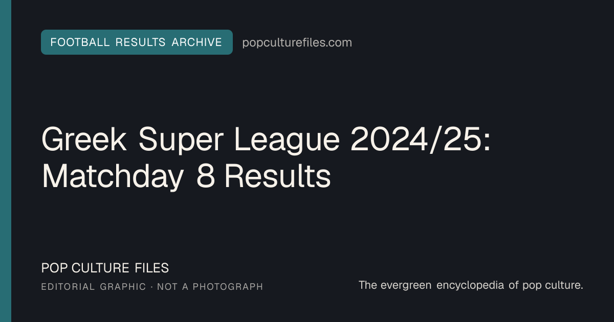 Editorial graphic for: Greek Super League 2024/25: Matchday 8 Results