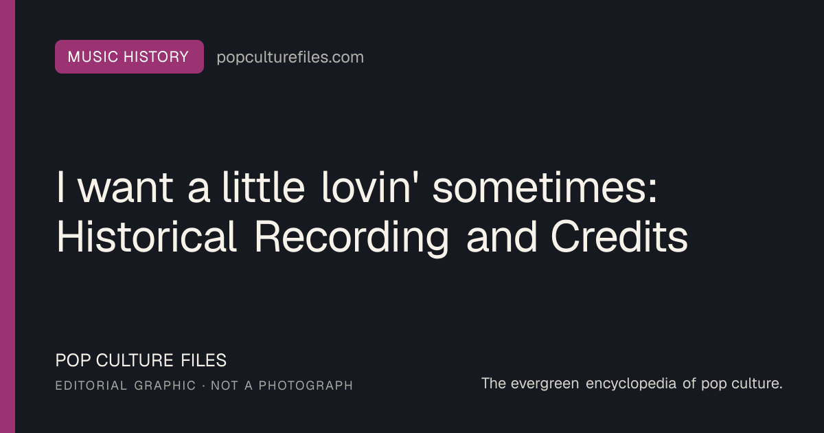 Editorial graphic for: I want a little lovin' sometimes: Historical Recording and Credits