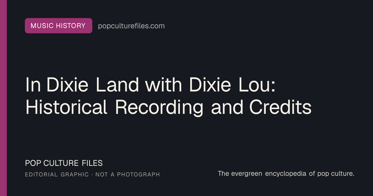 Editorial graphic for: In Dixie Land with Dixie Lou: Historical Recording and Credits