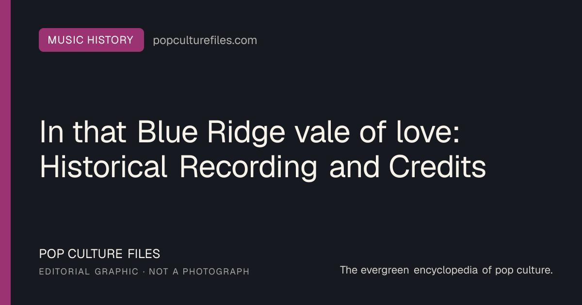 Editorial graphic for: In that Blue Ridge vale of love: Historical Recording and Credits