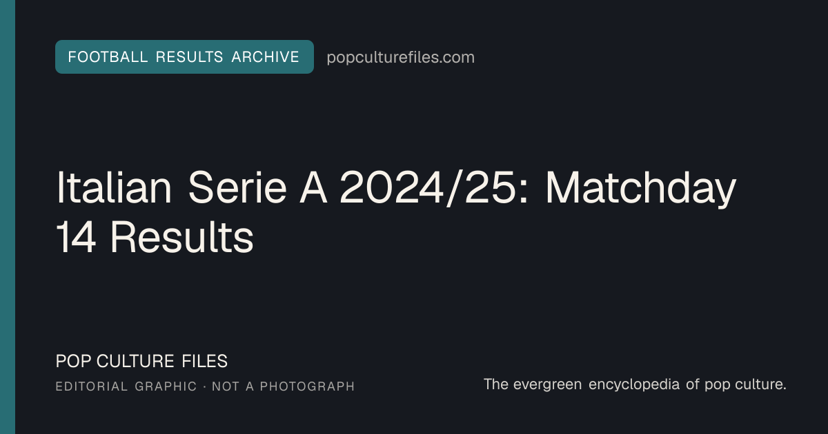 Editorial graphic for: Italian Serie A 2024/25: Matchday 14 Results