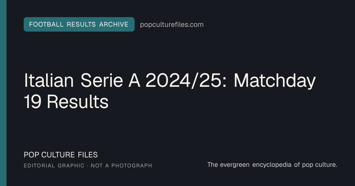 Editorial graphic for: Italian Serie A 2024/25: Matchday 19 Results