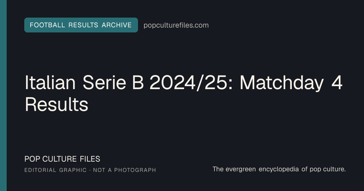 Editorial graphic for: Italian Serie B 2024/25: Matchday 4 Results