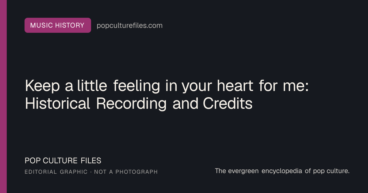 Editorial graphic for: Keep a little feeling in your heart for me: Historical Recording and Credits