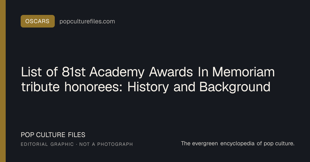 Editorial graphic for: List of 81st Academy Awards In Memoriam tribute honorees: History and Background