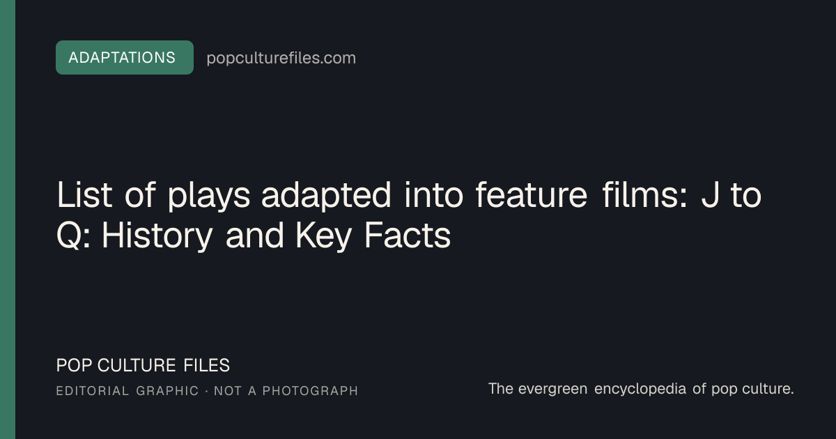Editorial graphic for: List of plays adapted into feature films: J to Q: History and Key Facts