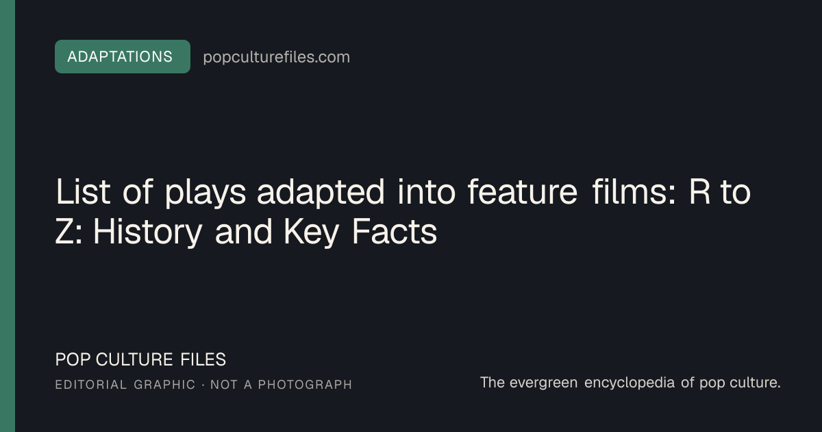 Editorial graphic for: List of plays adapted into feature films: R to Z: History and Key Facts