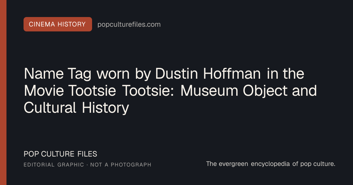 Editorial graphic for: Name Tag worn by Dustin Hoffman in the Movie Tootsie Tootsie: Museum Object and Cultural History