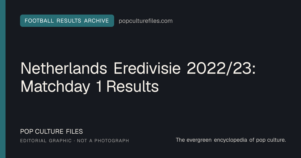 Editorial graphic for: Netherlands Eredivisie 2022/23: Matchday 1 Results