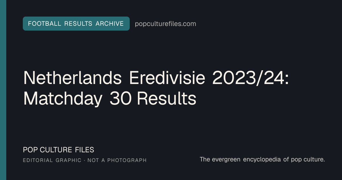 Editorial graphic for: Netherlands Eredivisie 2023/24: Matchday 30 Results