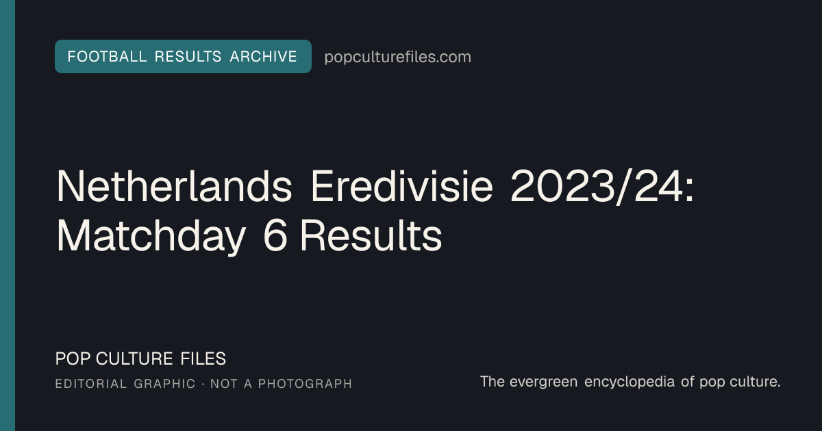 Editorial graphic for: Netherlands Eredivisie 2023/24: Matchday 6 Results