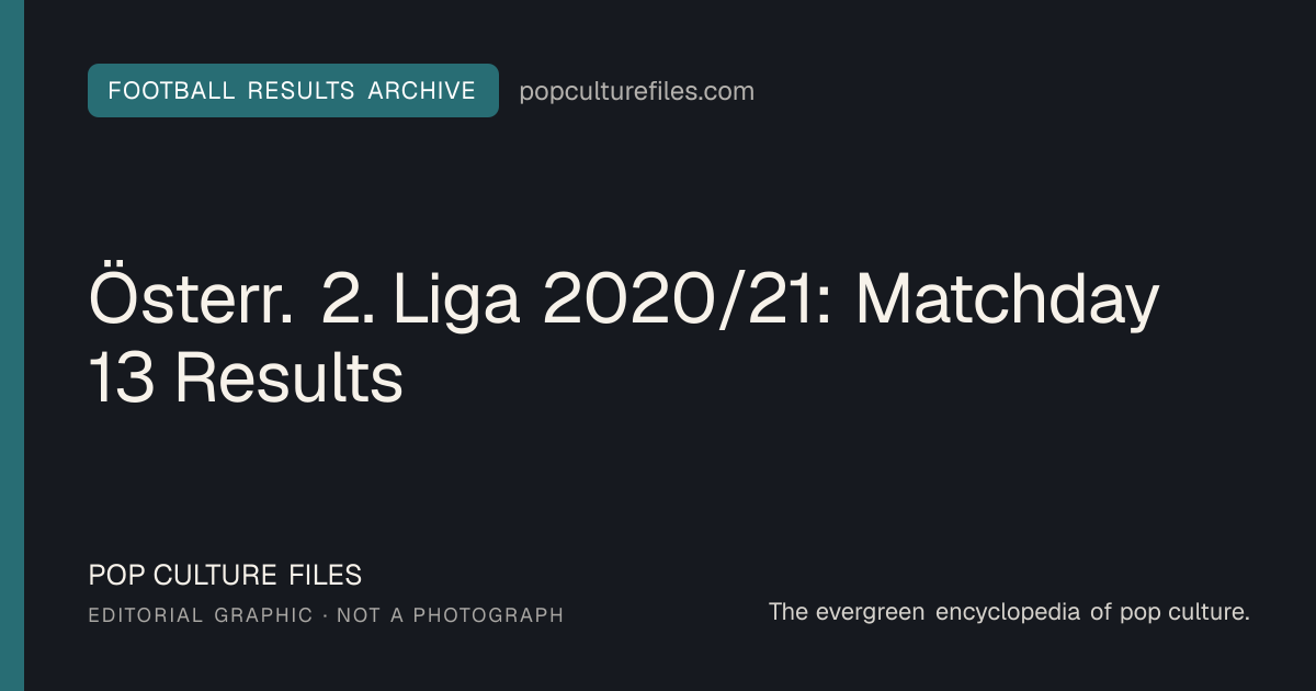 Editorial graphic for: Österr. 2. Liga 2020/21: Matchday 13 Results