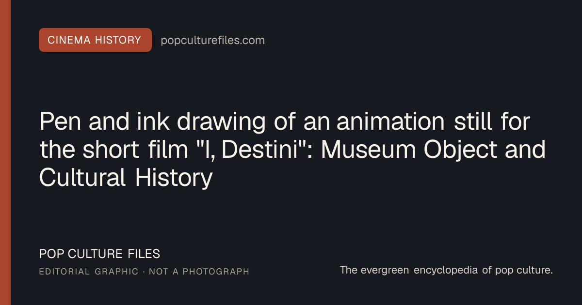 Editorial graphic for: Pen and ink drawing of an animation still for the short film "I, Destini": Museum Object and Cultural History