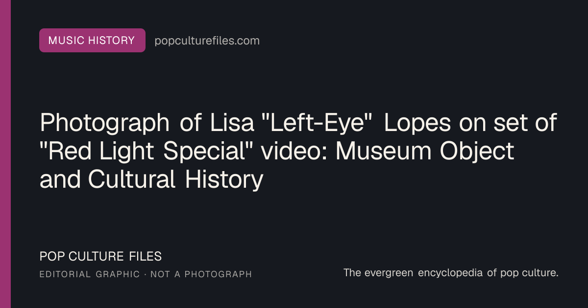 Editorial graphic for: Photograph of Lisa "Left-Eye" Lopes on set of "Red Light Special" video: Museum Object and Cultural History