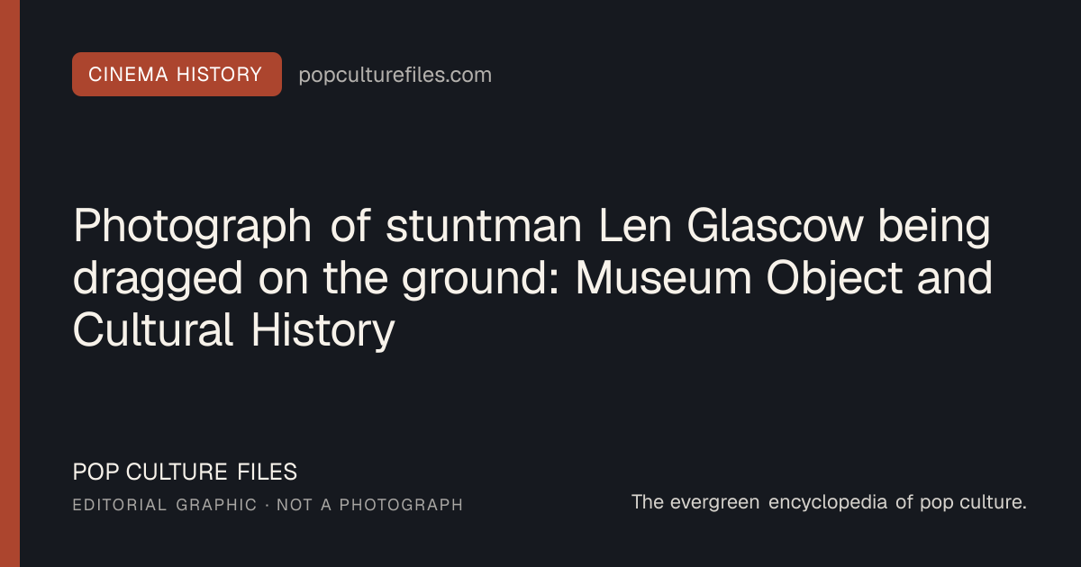 Editorial graphic for: Photograph of stuntman Len Glascow being dragged on the ground: Museum Object and Cultural History
