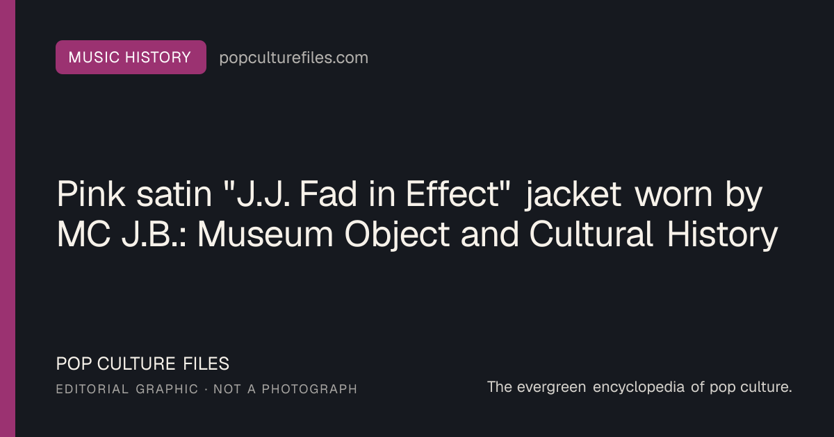 Editorial graphic for: Pink satin "J.J. Fad in Effect" jacket worn by MC J.B.: Museum Object and Cultural History