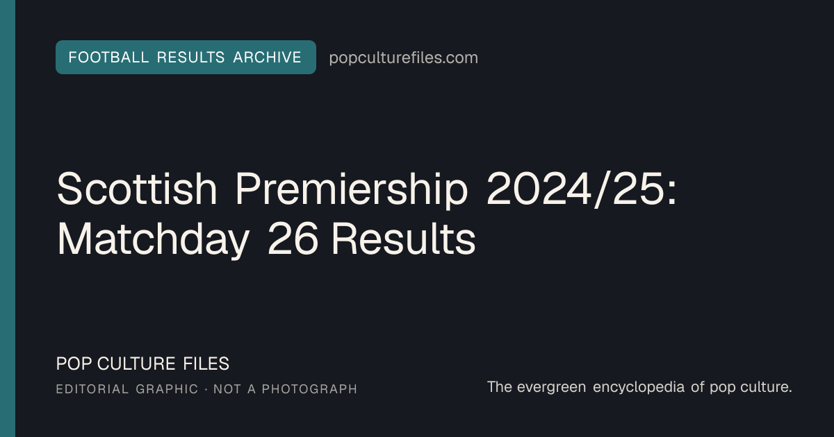 Editorial graphic for: Scottish Premiership 2024/25: Matchday 26 Results