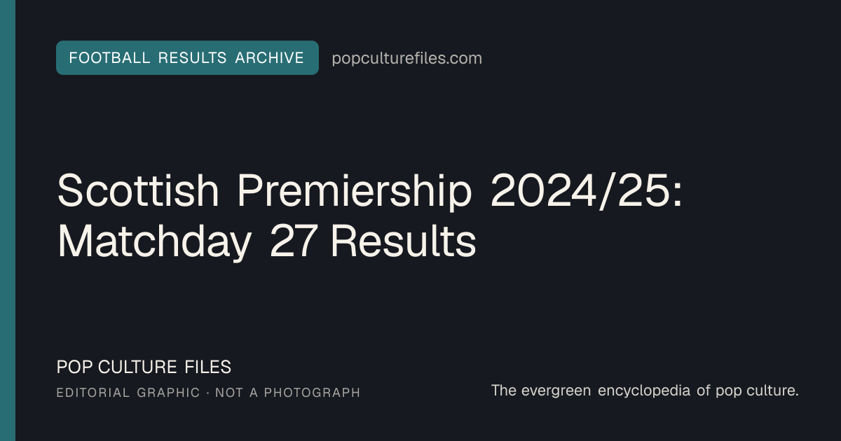 Editorial graphic for: Scottish Premiership 2024/25: Matchday 27 Results