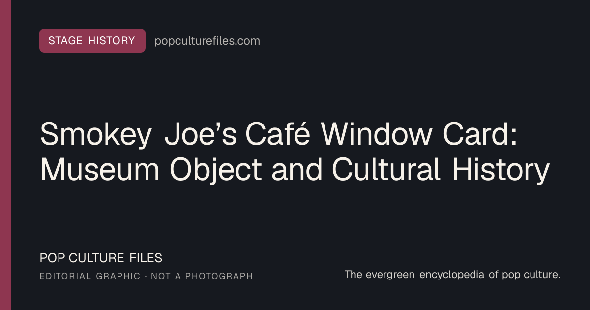 Editorial graphic for: Smokey Joe’s Café Window Card: Museum Object and Cultural History
