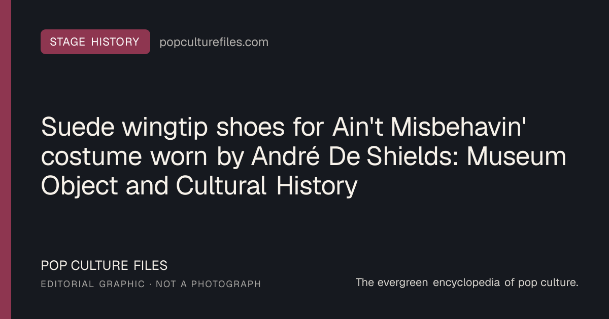 Editorial graphic for: Suede wingtip shoes for Ain't Misbehavin' costume worn by André De Shields: Museum Object and Cultural History