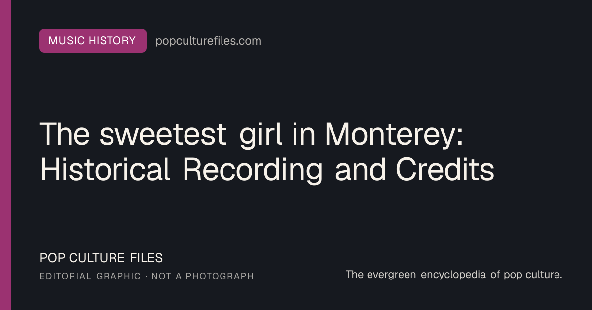 Editorial graphic for: The sweetest girl in Monterey: Historical Recording and Credits