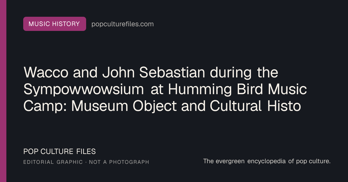 Editorial graphic for: Wacco and John Sebastian during the Sympowwowsium at Humming Bird Music Camp: Museum Object and Cultural History